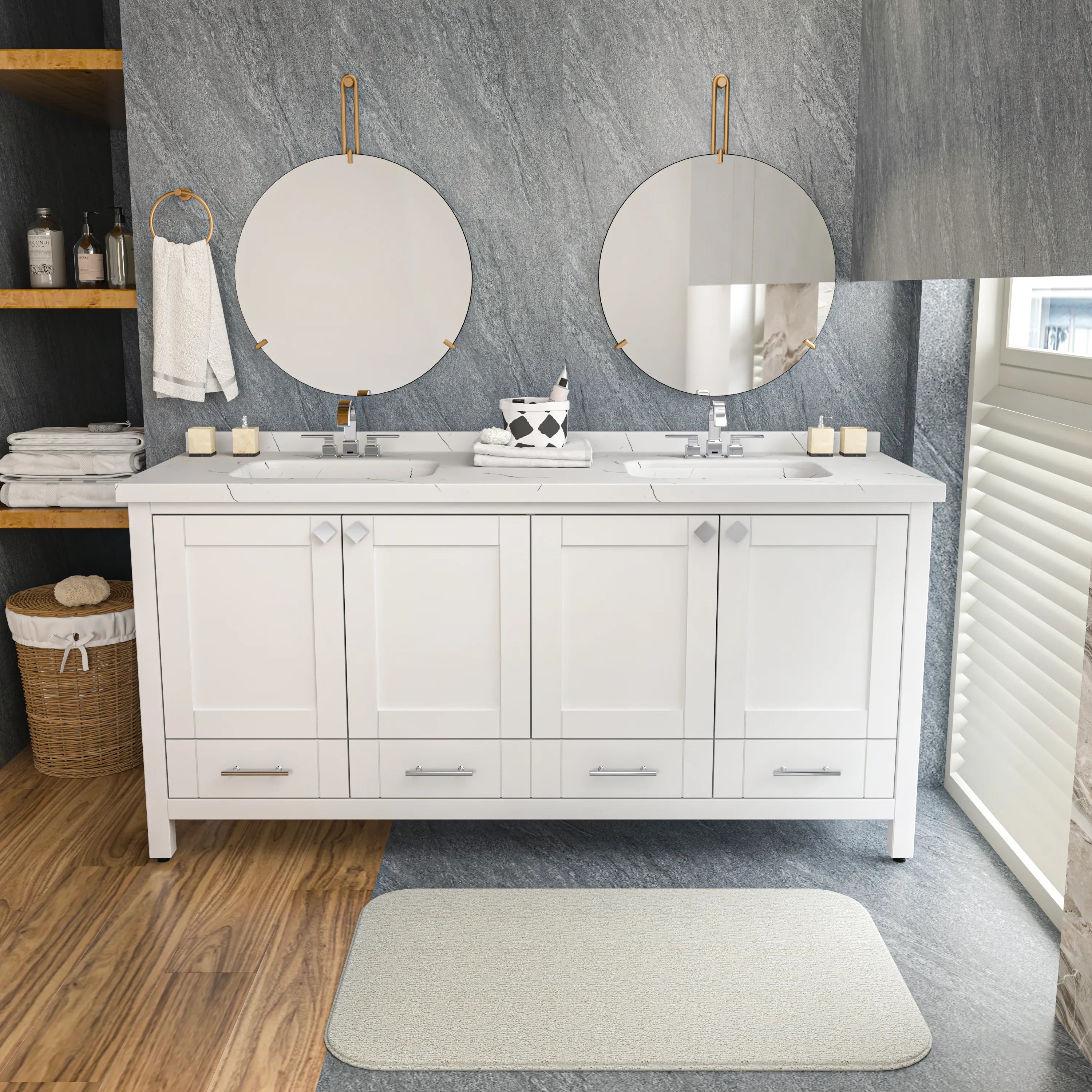 Kardelen 71'' Wide Free-standing Double Bathroom Vanity with Engineere