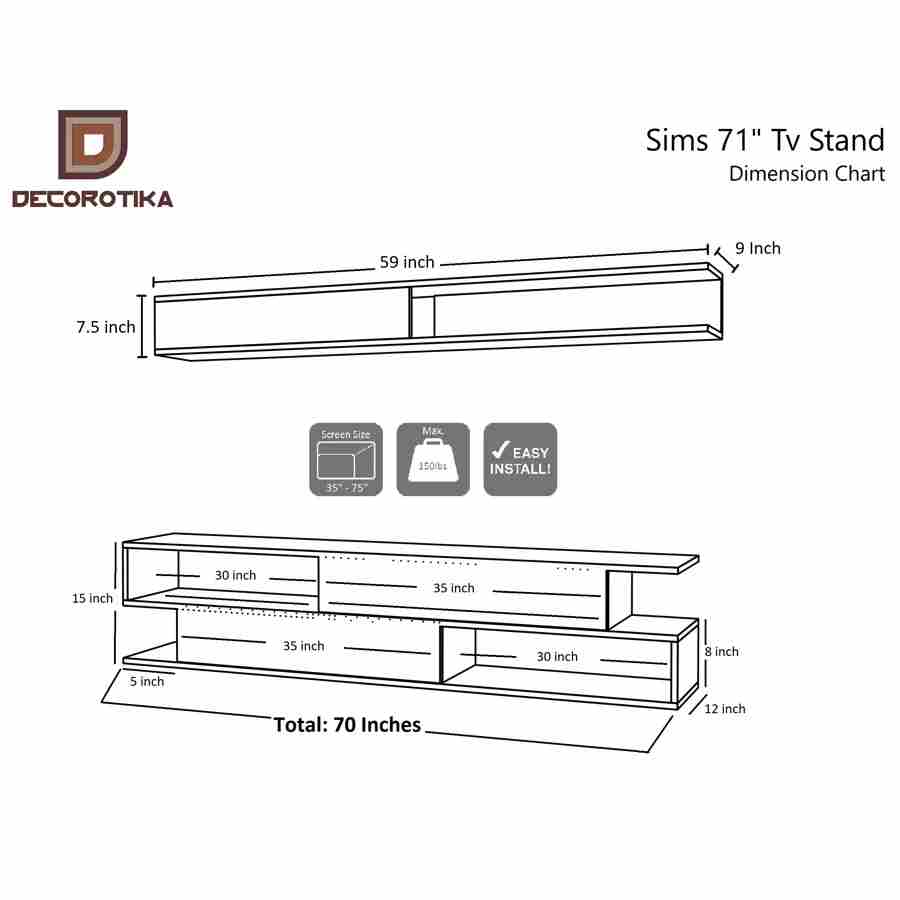 SIMS 7 TV ST TEAK & WHITE