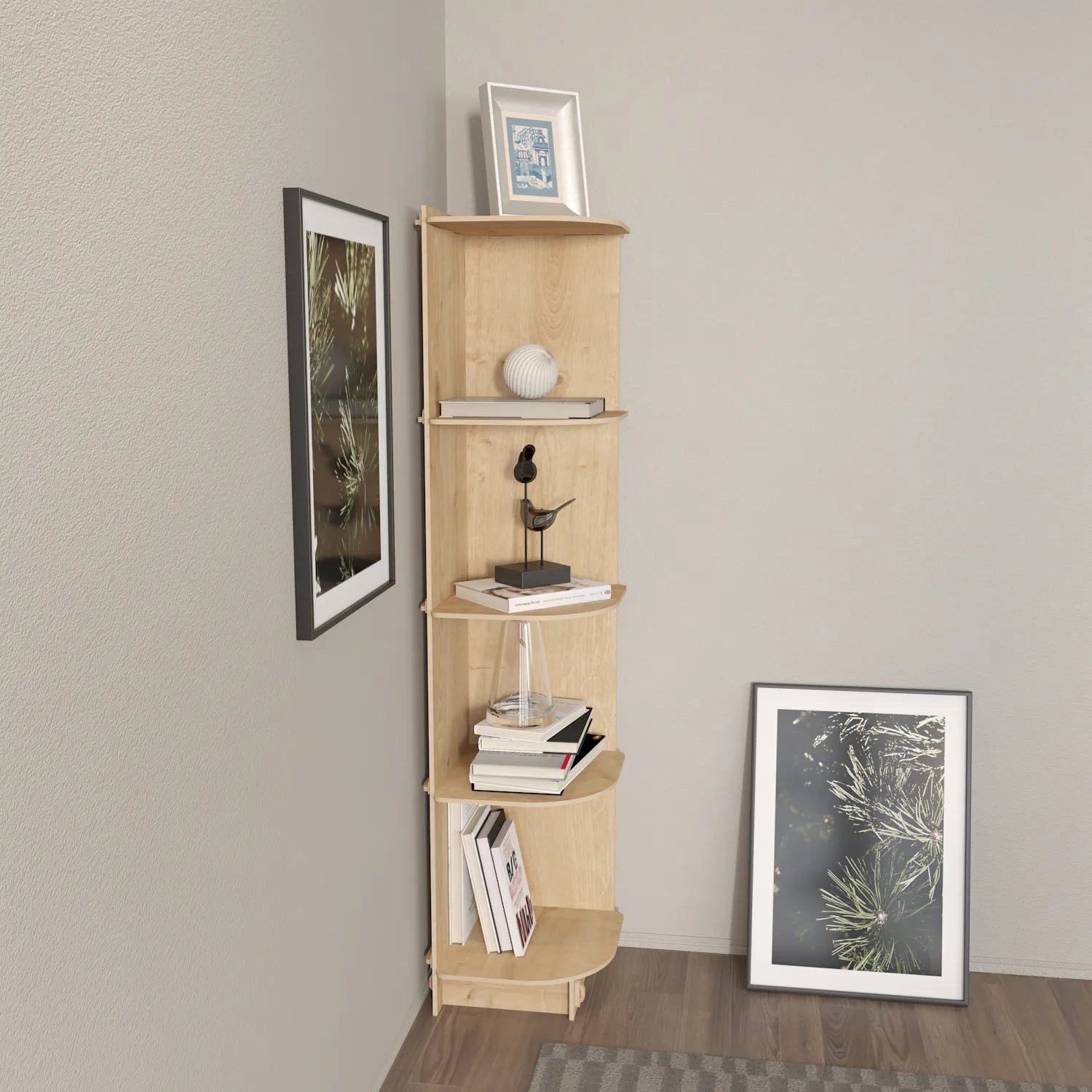 Liva 54 Tall MDF Corner Bookcase | Bookshelf | Display Unit